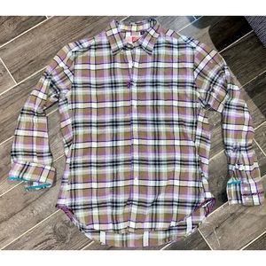 ROBERT GRAHAM LNG-SLV PURPLE PLAID SHIRT, SZ M